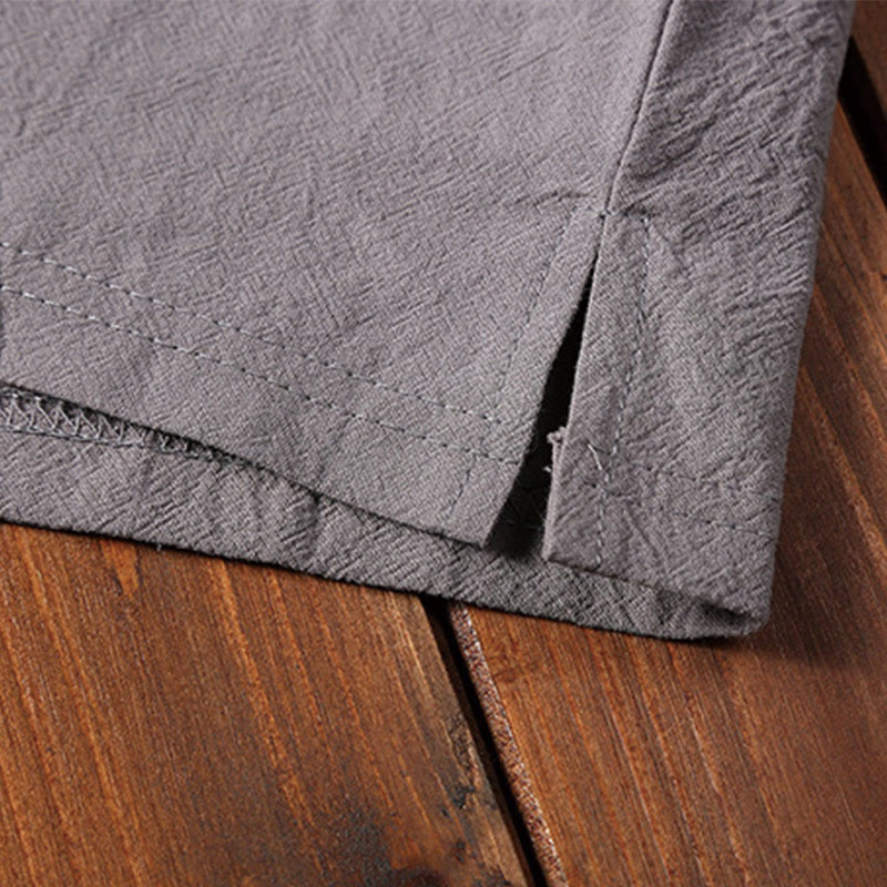 Buddha Stones, 2 sztuki, koszulka z krótkim rękawem i kieszeniami, gładka, z karbowanym kołnierzykiem, bawełniano-lniany zestaw do medytacji dla mężczyzn - image 12