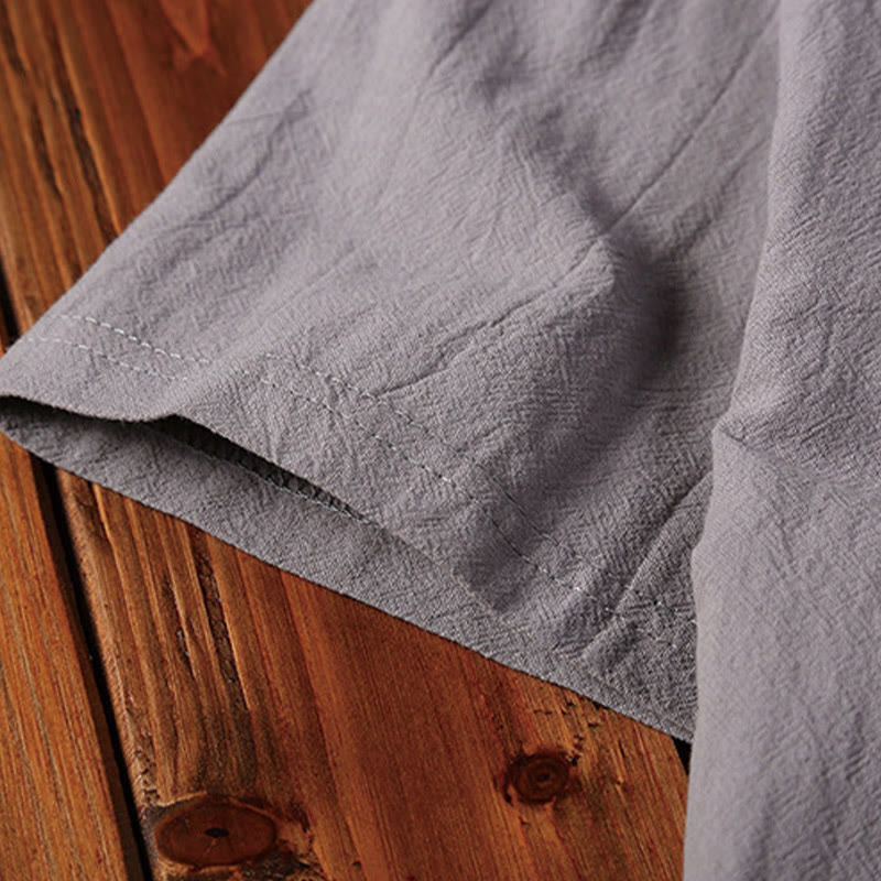 Buddha Stones, 2 sztuki, koszulka z krótkim rękawem i kieszeniami, gładka, z karbowanym kołnierzykiem, bawełniano-lniany zestaw do medytacji dla mężczyzn - image 11