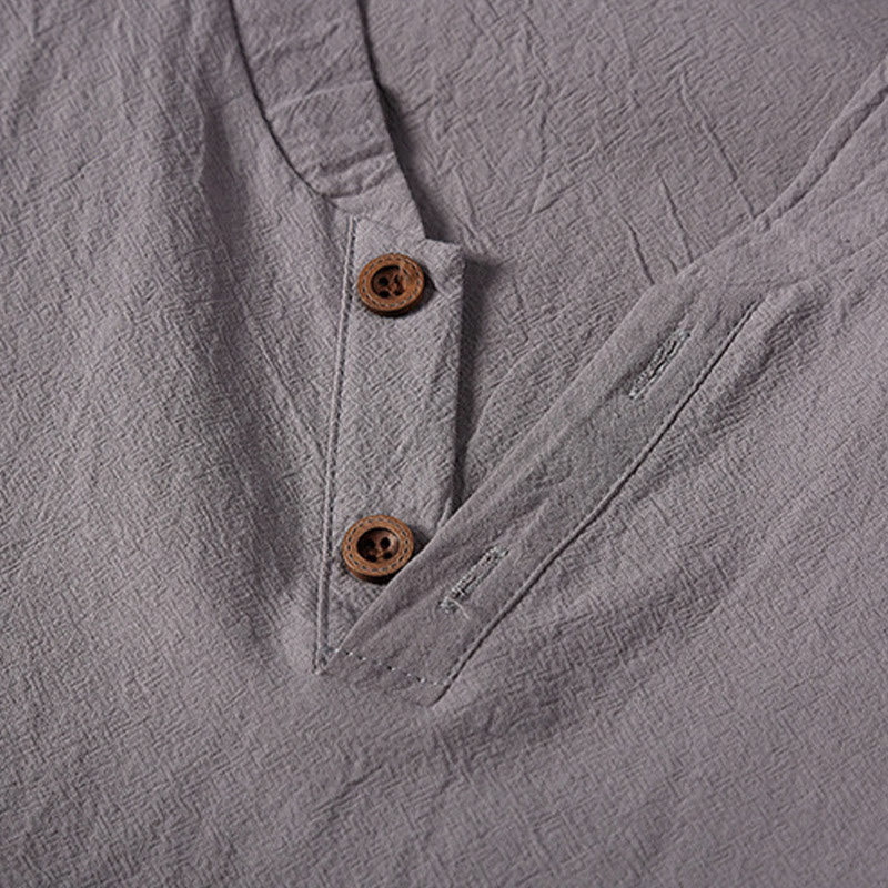 Buddha Stones, 2 sztuki, koszulka z krótkim rękawem i kieszeniami, gładka, z karbowanym kołnierzykiem, bawełniano-lniany zestaw do medytacji dla mężczyzn - image 9