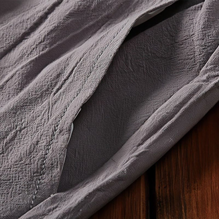 Buddha Stones, 2 sztuki, koszulka z krótkim rękawem i kieszeniami, gładka, z karbowanym kołnierzykiem, bawełniano-lniany zestaw do medytacji dla mężczyzn - image 16