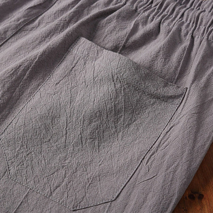 Buddha Stones, 2 sztuki, koszulka z krótkim rękawem i kieszeniami, gładka, z karbowanym kołnierzykiem, bawełniano-lniany zestaw do medytacji dla mężczyzn - image 17