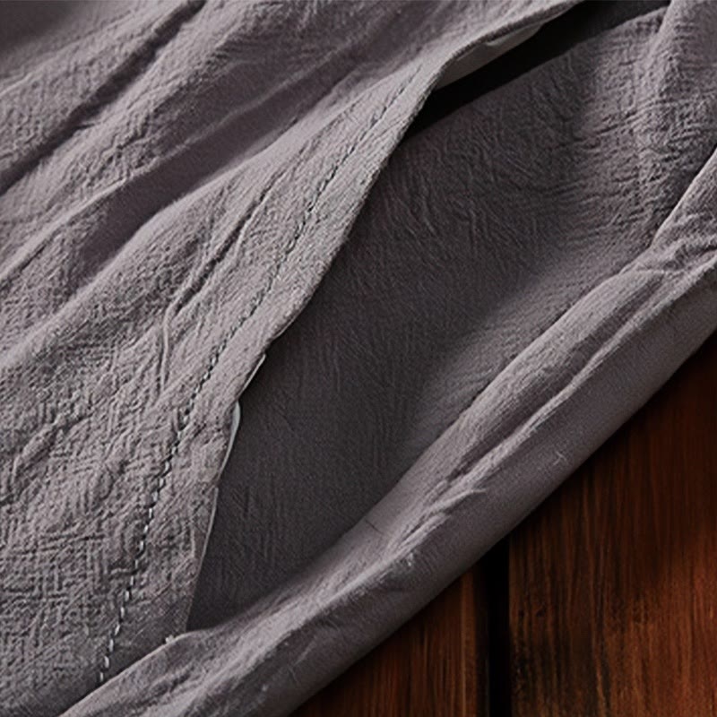 Buddha Stones, 2 sztuki, koszulka z krótkim rękawem i kieszeniami, gładka, z karbowanym kołnierzykiem, bawełniano-lniany zestaw do medytacji dla mężczyzn - image 16