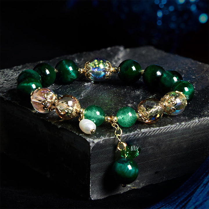 Buddha Stones Naturalne Czerwone Tygrysie Oko Zielone Tygrysie Oko Koraliki Bransoletka z Wagą