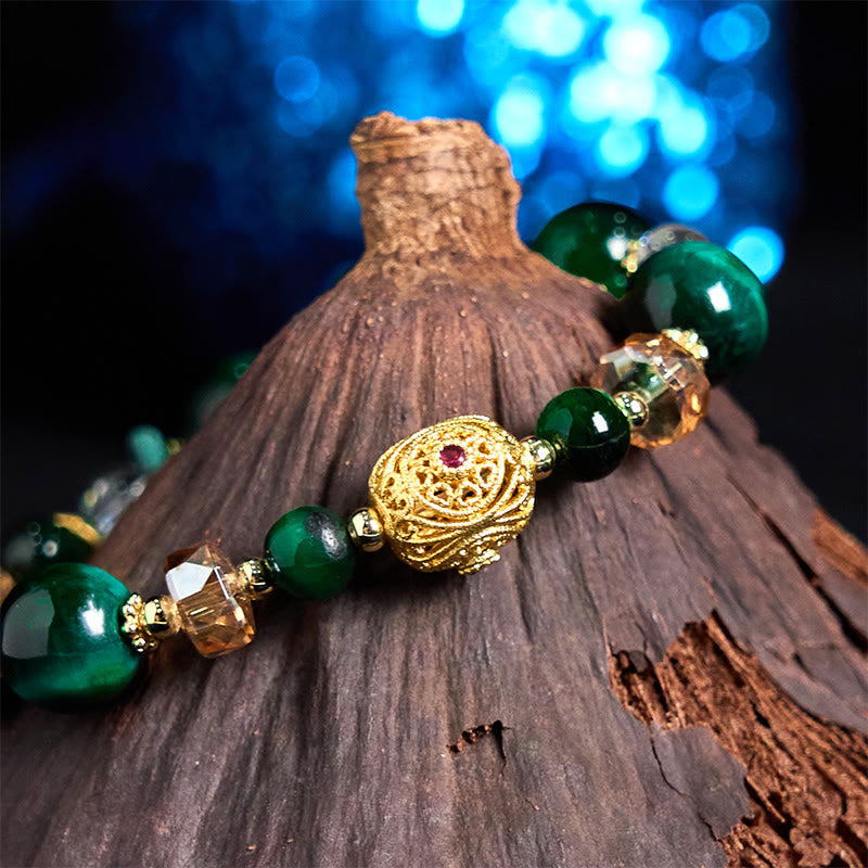 Buddha Stones Naturalne Czerwone Tygrysie Oko Zielone Tygrysie Oko Koraliki Bransoletka z Wagą
