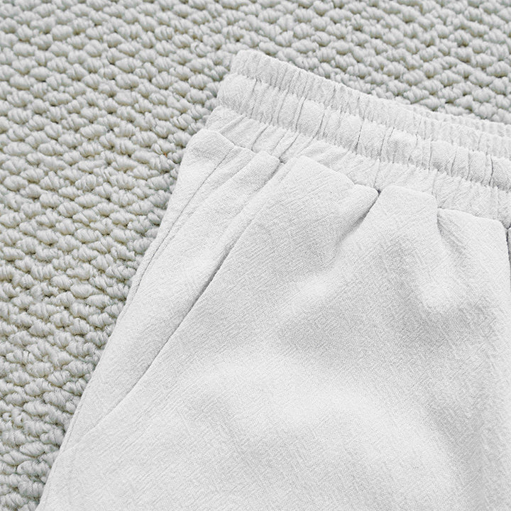 Buddha Stones Letnie Jednolity Kolor Łączenie Projekt Bawełna Len Spodnie Damskie Z Kieszeniami - image 4