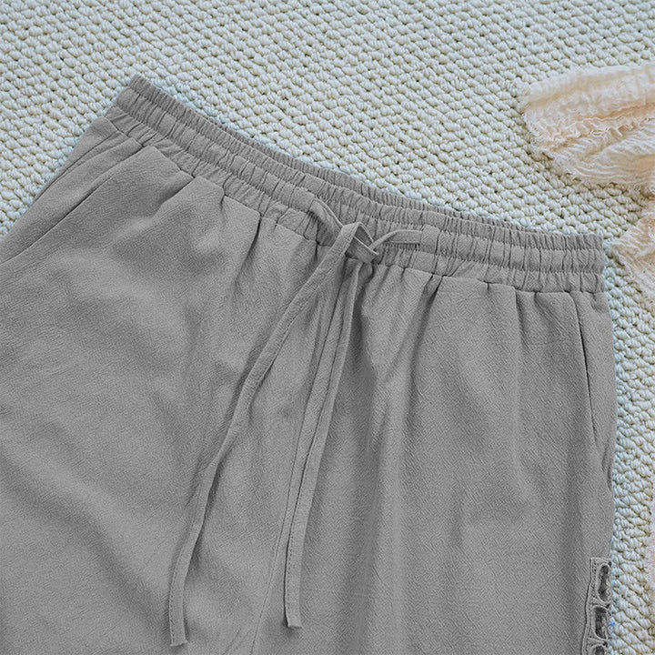 Buddha Stones Letnie Jednolity Kolor Łączenie Projekt Bawełna Len Spodnie Damskie Z Kieszeniami - image 18