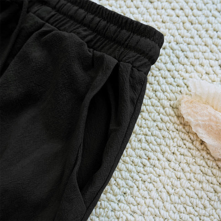 Buddha Stones Letnie Proste Patchworkowe Wzory Ściągacz Bawełna Len Spodnie Damskie Z Kieszeniami - image 15