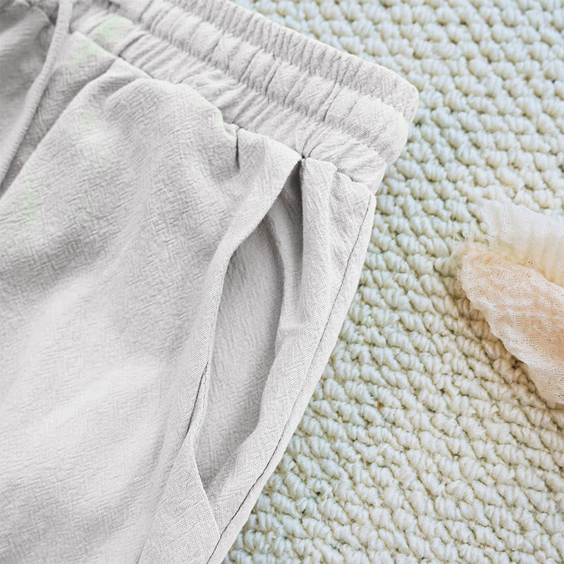 Buddha Stones Letnie Proste Patchworkowe Wzory Ściągacz Bawełna Len Spodnie Damskie Z Kieszeniami - image 5