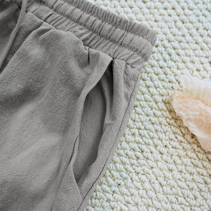 Buddha Stones Letnie Proste Patchworkowe Wzory Ściągacz Bawełna Len Spodnie Damskie Z Kieszeniami