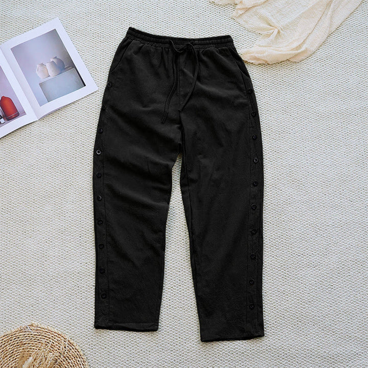 Buddha Stones Letnie Proste Patchworkowe Wzory Ściągacz Bawełna Len Spodnie Damskie Z Kieszeniami