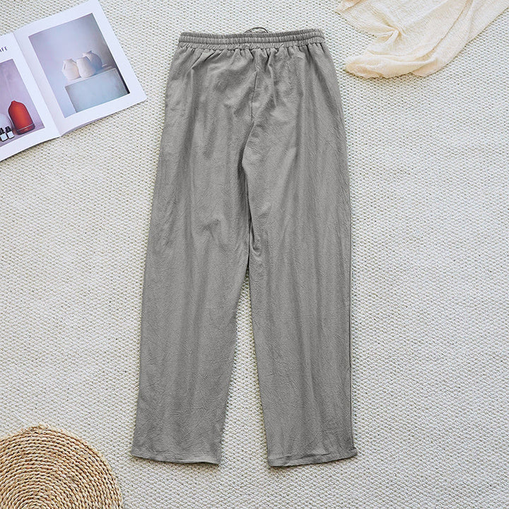 Buddha Stones Letnie Proste Patchworkowe Wzory Ściągacz Bawełna Len Spodnie Damskie Z Kieszeniami
