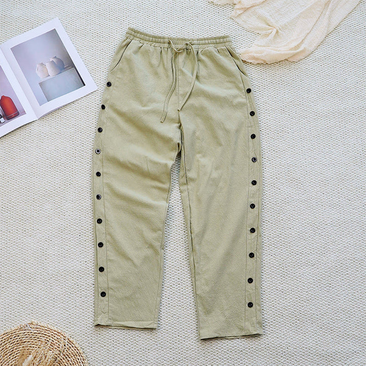 Buddha Stones Letnie Proste Patchworkowe Wzory Ściągacz Bawełna Len Spodnie Damskie Z Kieszeniami - image 25