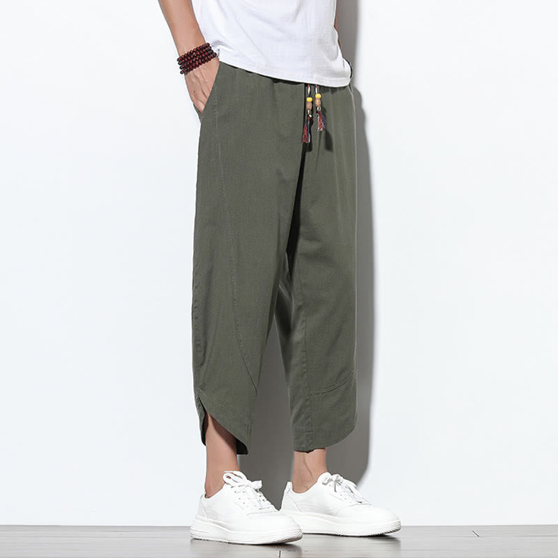 Spodnie haremowe męskie z kieszeniami i ściągaczem w stylu casual z Buddha Stones, 7-8 długości - image 36