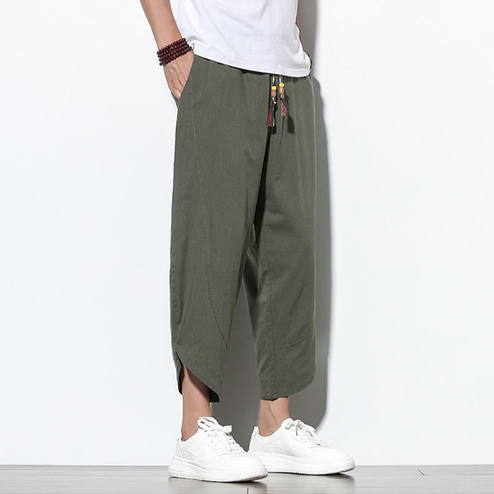 Spodnie haremowe męskie z kieszeniami i ściągaczem w stylu casual z Buddha Stones, 7-8 długości - image 36