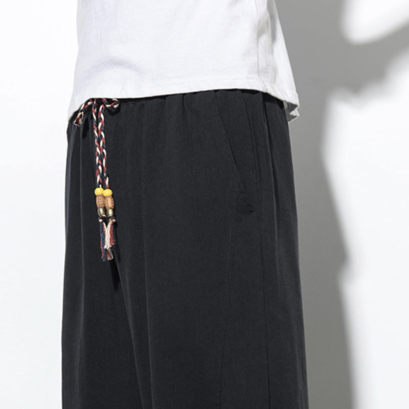 Spodnie haremowe męskie z kieszeniami i ściągaczem w stylu casual z Buddha Stones, 7-8 długości - image 28