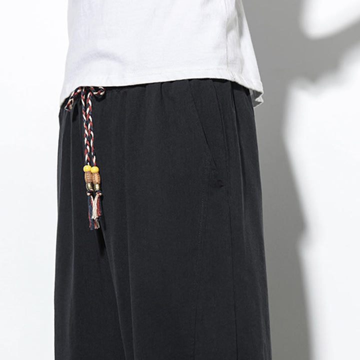 Spodnie haremowe męskie z kieszeniami i ściągaczem w stylu casual z Buddha Stones, 7-8 długości - image 28