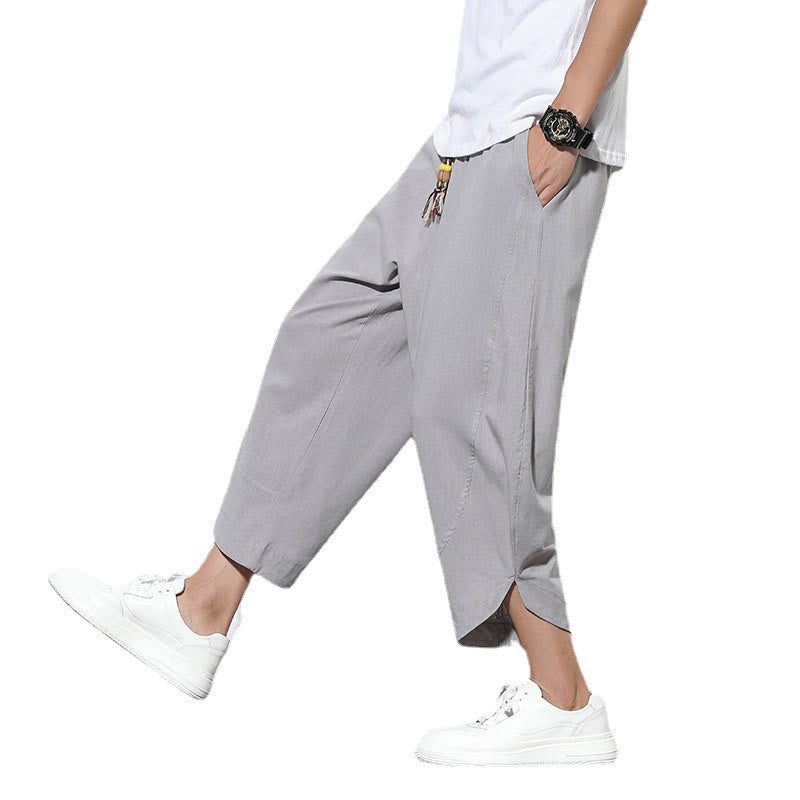 Spodnie haremowe męskie z kieszeniami i ściągaczem w stylu casual z Buddha Stones, 7-8 długości - image 8