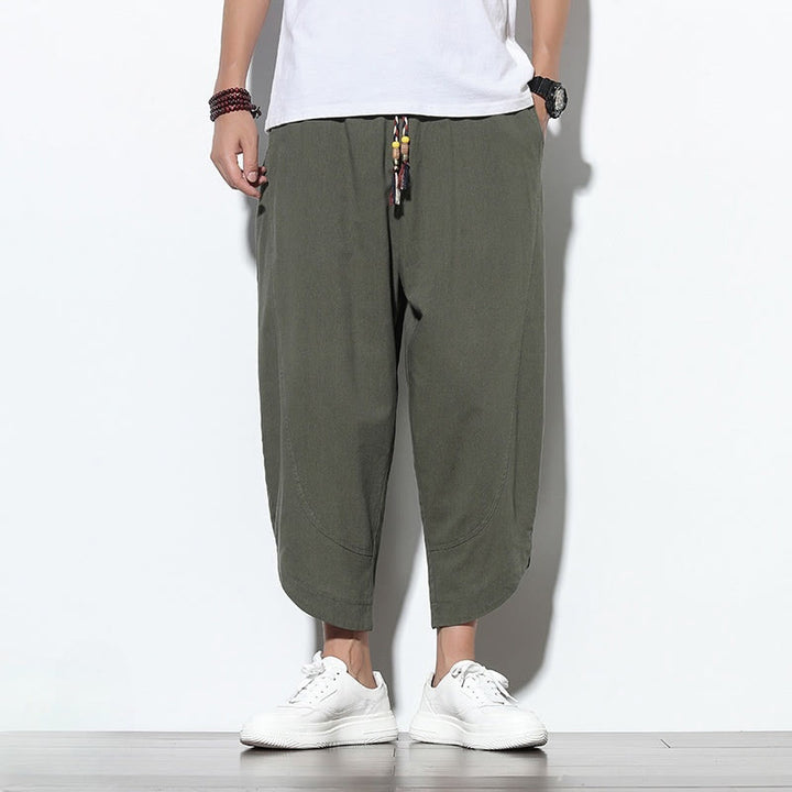 Spodnie haremowe męskie z kieszeniami i ściągaczem w stylu casual z Buddha Stones, 7-8 długości - image 31