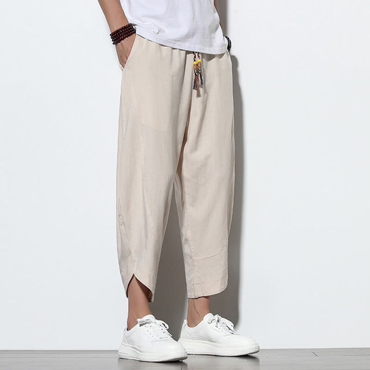 Spodnie haremowe męskie z kieszeniami i ściągaczem w stylu casual z Buddha Stones, 7-8 długości - image 14