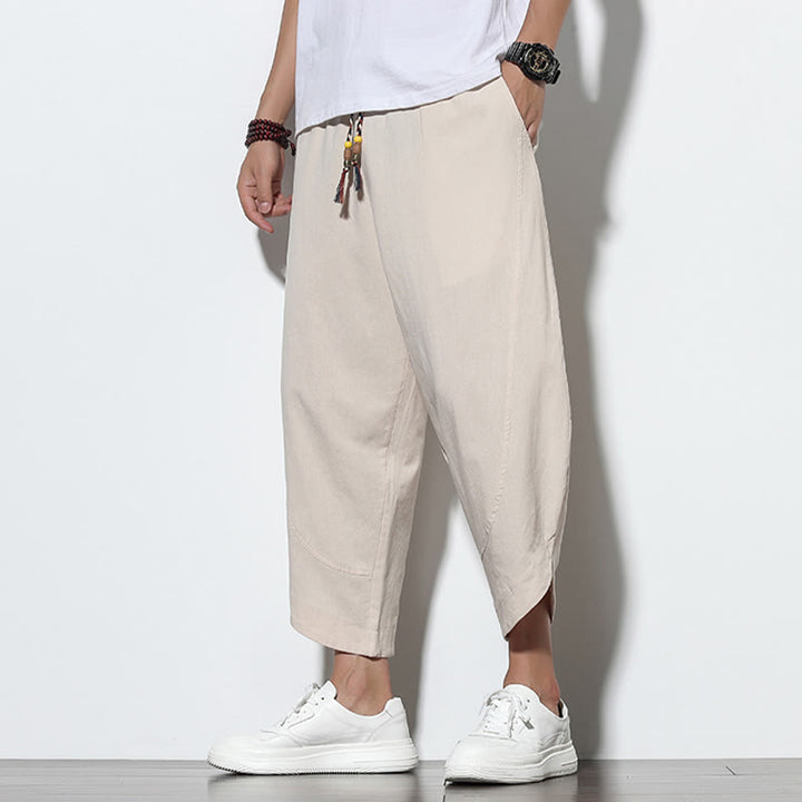 Spodnie haremowe męskie z kieszeniami i ściągaczem w stylu casual z Buddha Stones, 7-8 długości - image 12