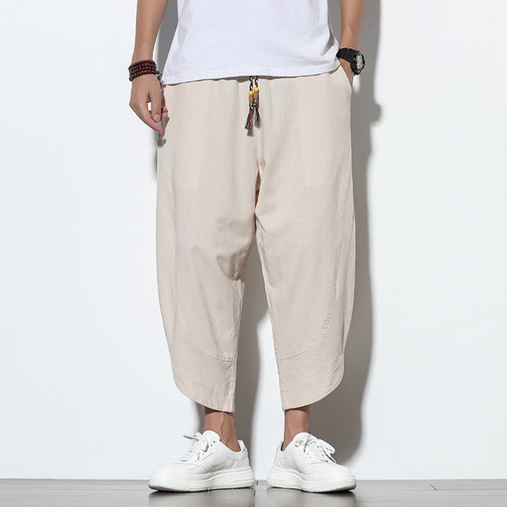 Spodnie haremowe męskie z kieszeniami i ściągaczem w stylu casual z Buddha Stones, 7-8 długości - image 10