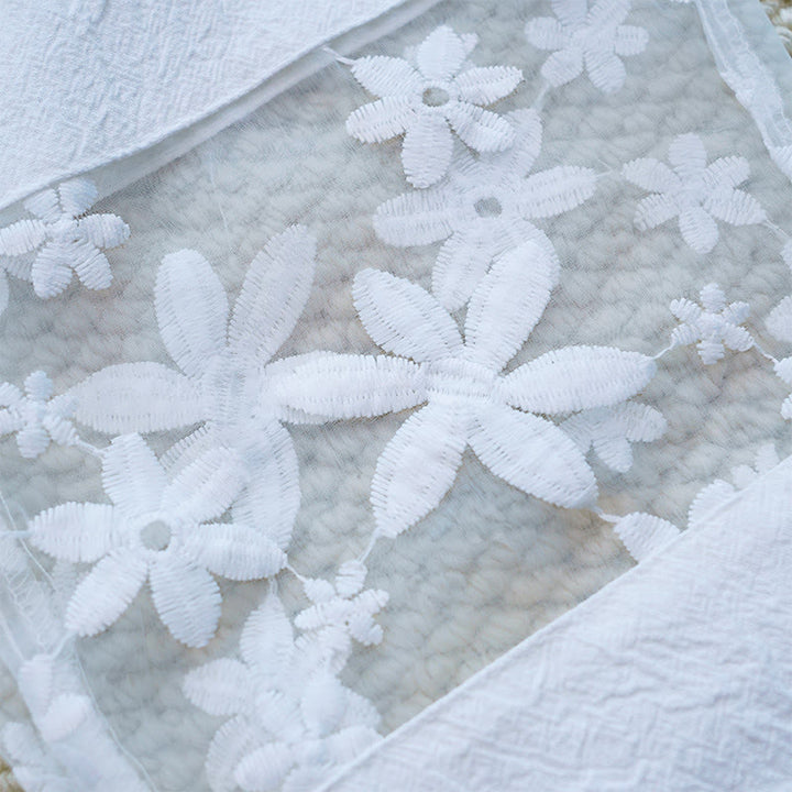 Buddha Stones Lato Codzienne KwiatoweBiałe Gładkie Patchwork Koronkowy Wzór Bawełna Lniane Damskie Spodnie Z Kieszeniami - image 9