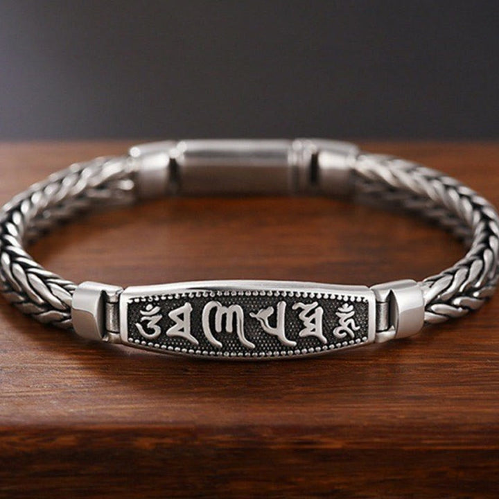 Buddha Stones Tybetańskie Miedziane Tkactwo Om Mani Padme Hum Relief Vajra Peace Metal Bransoletka