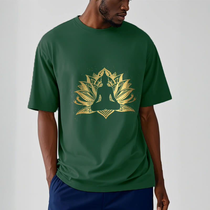 Buddha Stones Złoty Lotos Medytacja Budda T-shirt - image 11