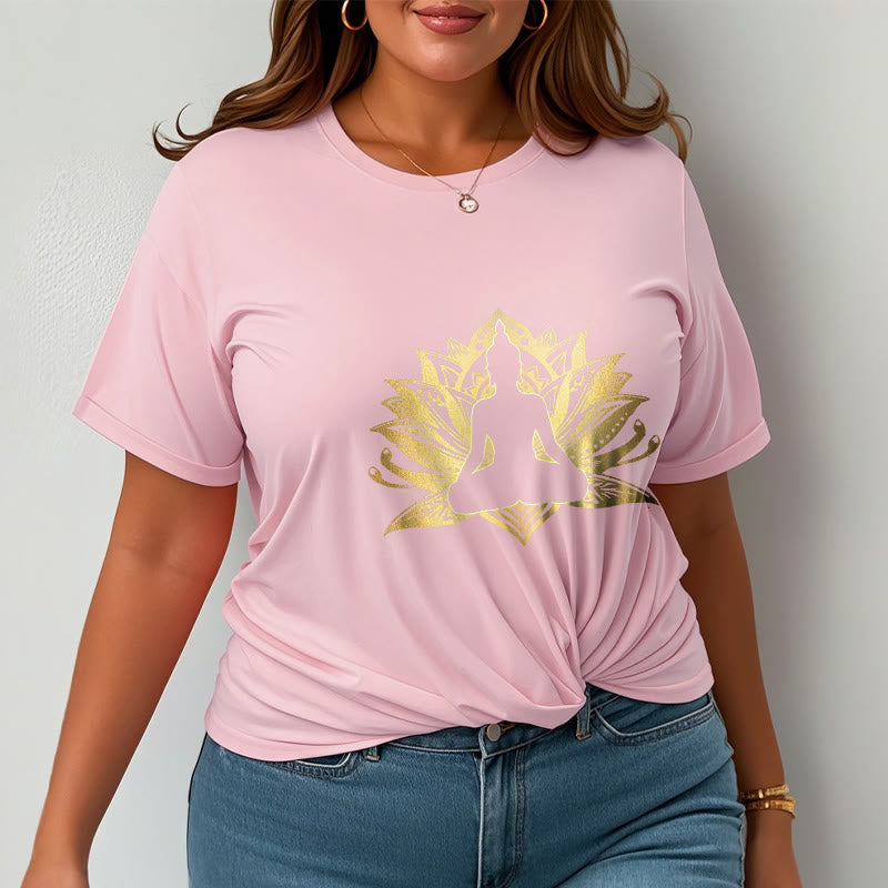 Buddha Stones Złoty Lotos Medytacja Budda T-shirt - image 13