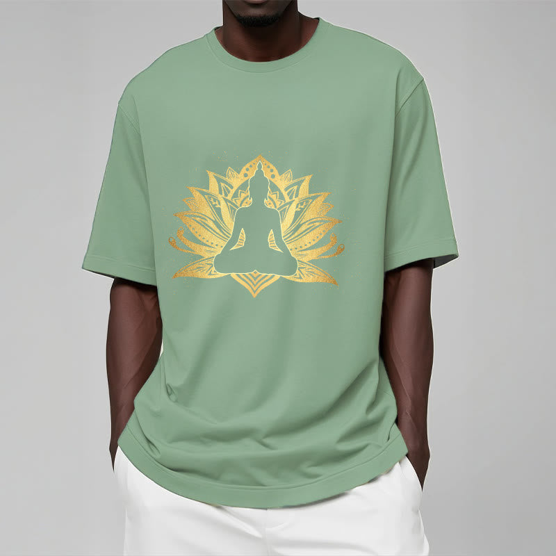 Buddha Stones Złoty Lotos Medytacja Budda T-shirt - image 15