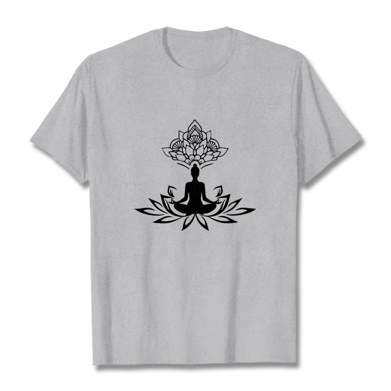 Buddha Stones Lotosu Medytacja Budda Koszulka T-shirt - Jasnoszary - 2XL - image 19