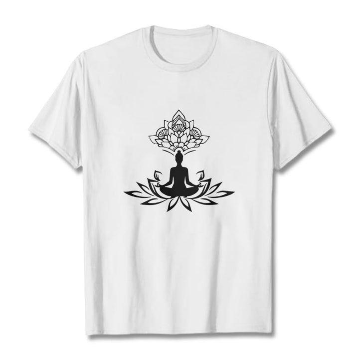 Buddha Stones Lotosu Medytacja Budda Koszulka T-shirt - Biały - 2XL - image 1
