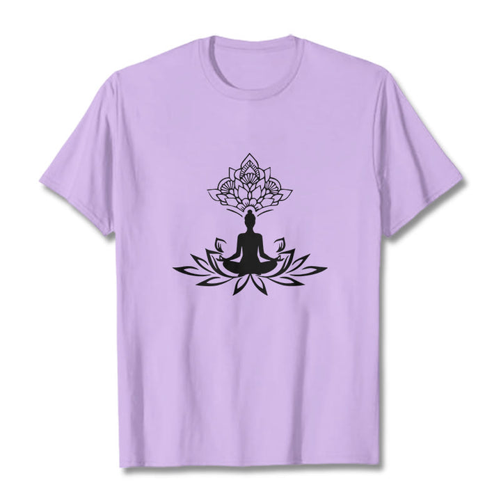 Buddha Stones Lotosu Medytacja Budda Koszulka T-shirt - Śliwka - 2XL - image 17