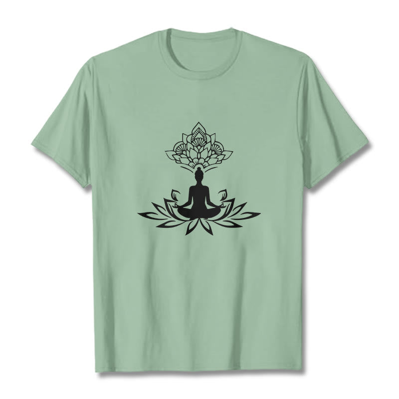 Buddha Stones Lotosu Medytacja Budda Koszulka T-shirt - PaleGreen - 2XL - image 15