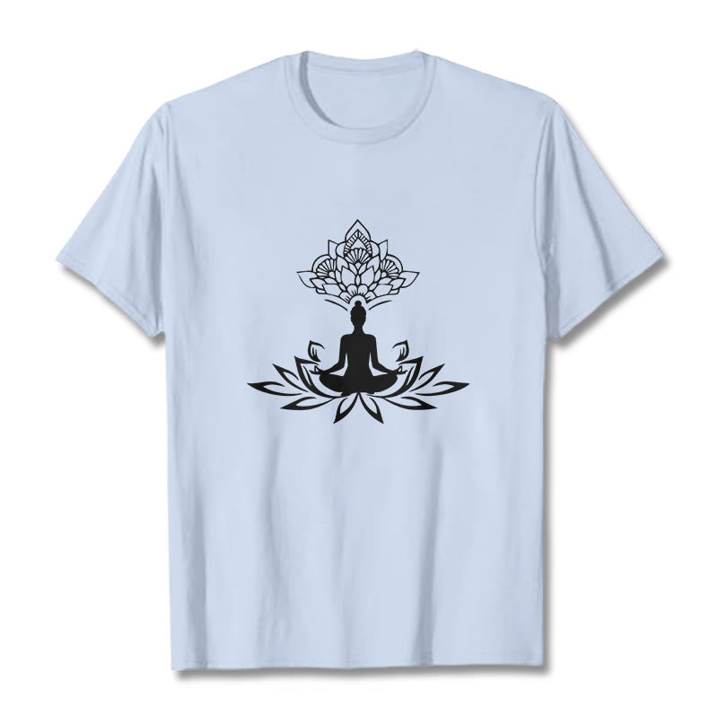 Buddha Stones Lotosu Medytacja Budda Koszulka T-shirt - Jasnoniebieski - 2XL - image 19