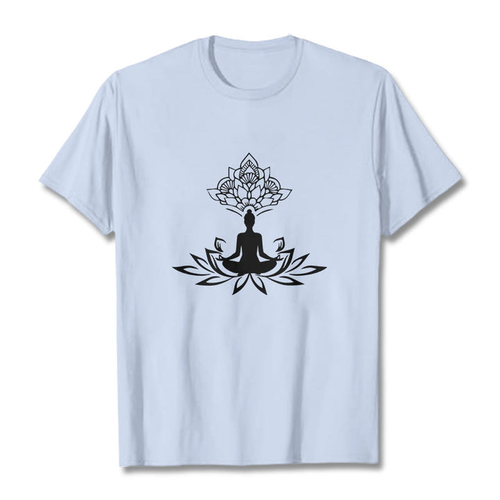 Buddha Stones Lotosu Medytacja Budda Koszulka T-shirt - Jasnoniebieski - 2XL - image 18