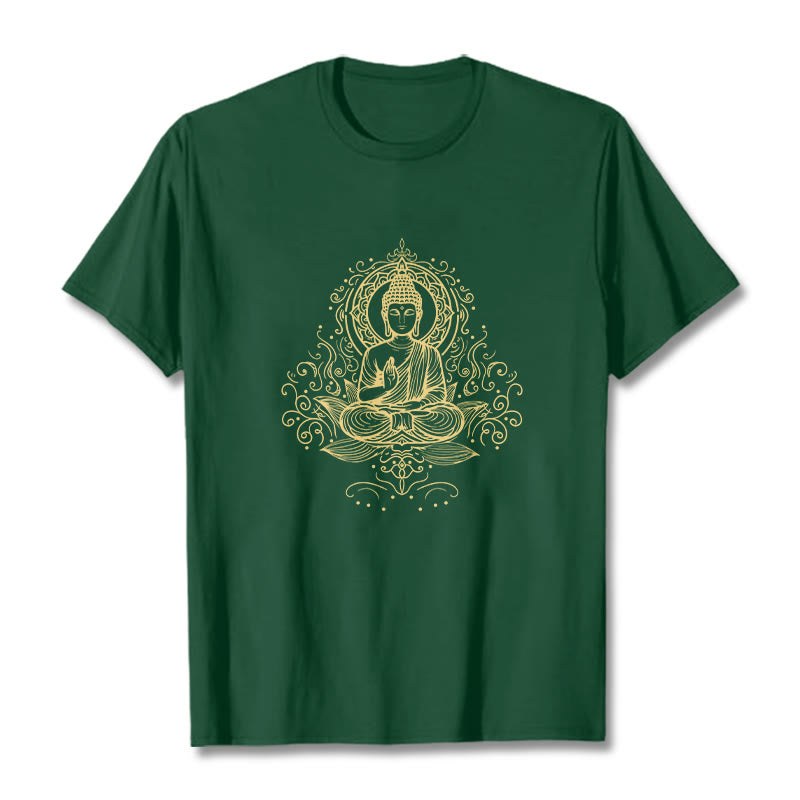 Buddha Stones Lotosu Winorośli Medytacja Budda Koszulka T-shirt - ForestGreen - 2XL - image 0