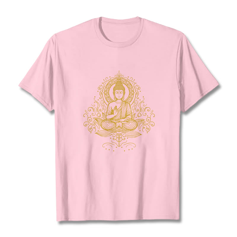 Buddha Stones Lotosu Winorośli Medytacja Budda Koszulka T-shirt - Jasnoróżowy - 2XL - image 13