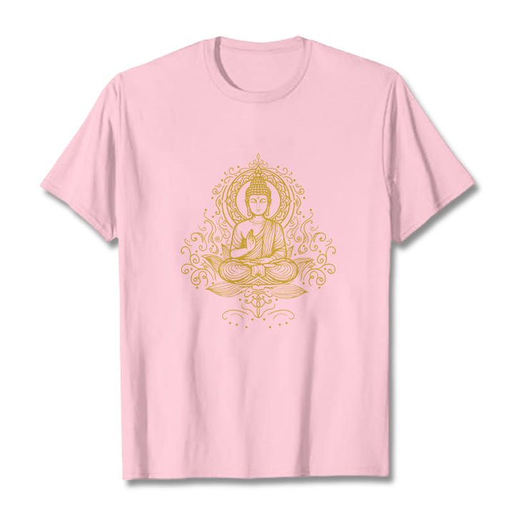 Buddha Stones Lotosu Winorośli Medytacja Budda Koszulka T-shirt - Jasnoróżowy - 2XL - image 13