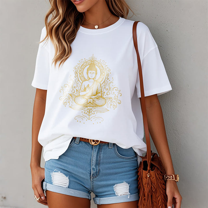 Buddha Stones Lotosu Winorośli Medytacja Budda Koszulka T-shirt - image 9