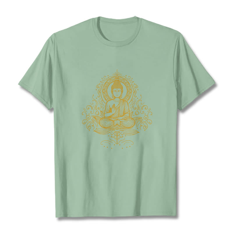 Buddha Stones Lotosu Winorośli Medytacja Budda Koszulka T-shirt - PaleGreen - 2XL - image 14