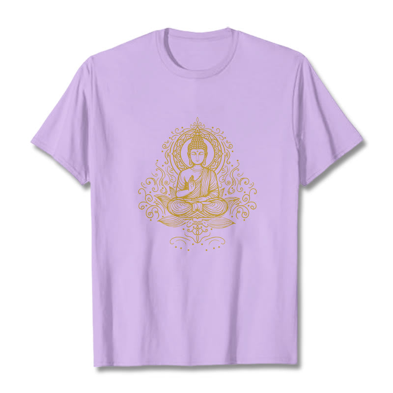 Buddha Stones Lotosu Winorośli Medytacja Budda Koszulka T-shirt - Śliwka - 2XL - image 16