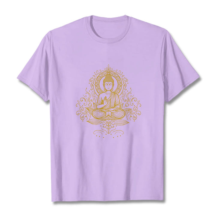 Buddha Stones Lotosu Winorośli Medytacja Budda Koszulka T-shirt - Śliwka - 2XL - image 16