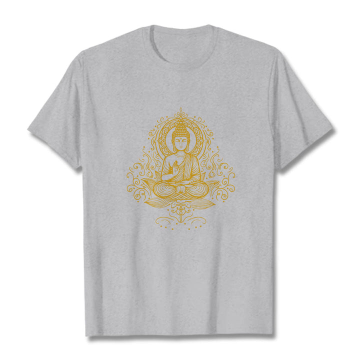 Buddha Stones Lotosu Winorośli Medytacja Budda Koszulka T-shirt - Jasnoszary - 2XL - image 19
