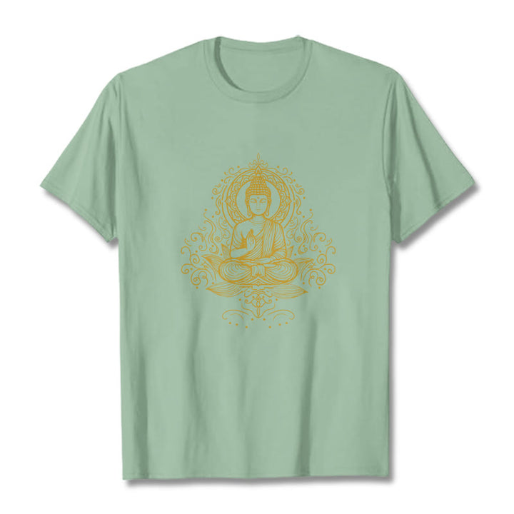 Buddha Stones Lotosu Winorośli Medytacja Budda Koszulka T-shirt - PaleGreen - 2XL - image 15