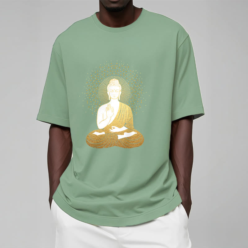 Buddha Stones Złoty Budda Medytacja Z Złotą Aurą Koszulka T-shirt - image 15