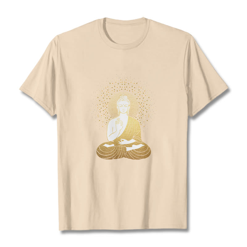 Buddha Stones Złoty Budda Medytacja Z Złotą Aurą Koszulka T-shirt - For - 2XL - image 10