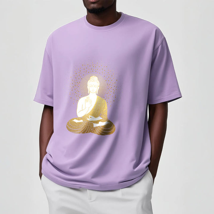 Buddha Stones Złoty Budda Medytacja Z Złotą Aurą Koszulka T-shirt - image 17