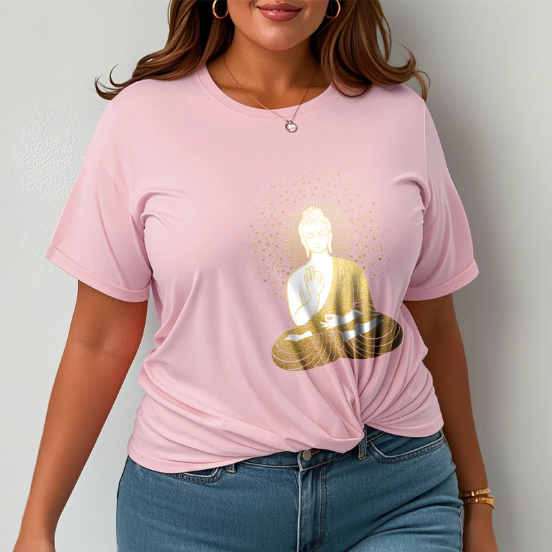 Buddha Stones Złoty Budda Medytacja Z Złotą Aurą Koszulka T-shirt - image 13