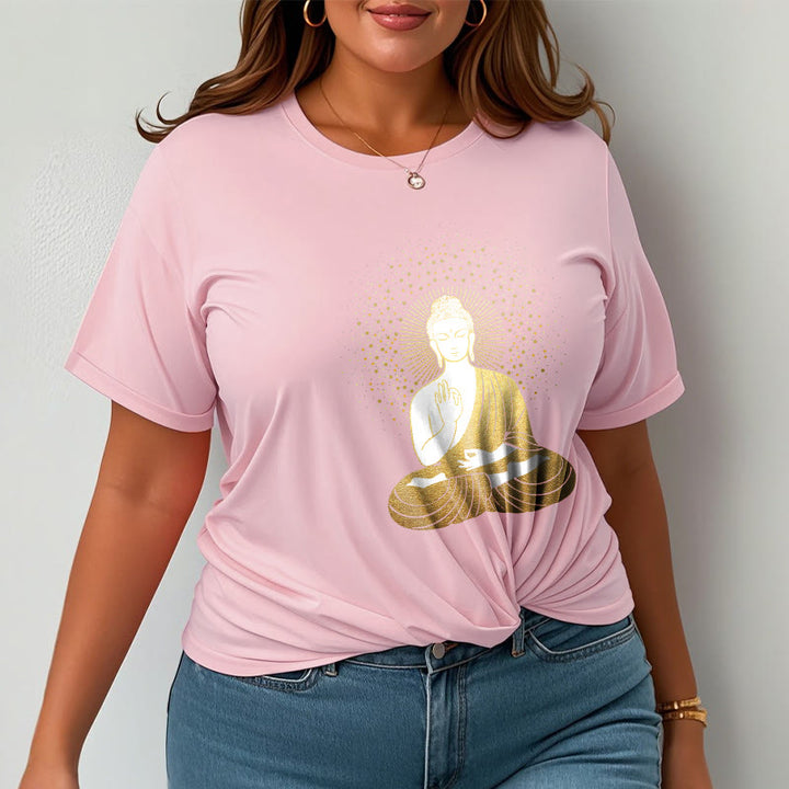 Buddha Stones Złoty Budda Medytacja Z Złotą Aurą Koszulka T-shirt - image 13